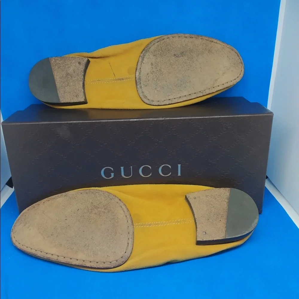 Men's Yellow Mustard Suede Horsebit Driver Loafers‎ - Picture 4 of 6